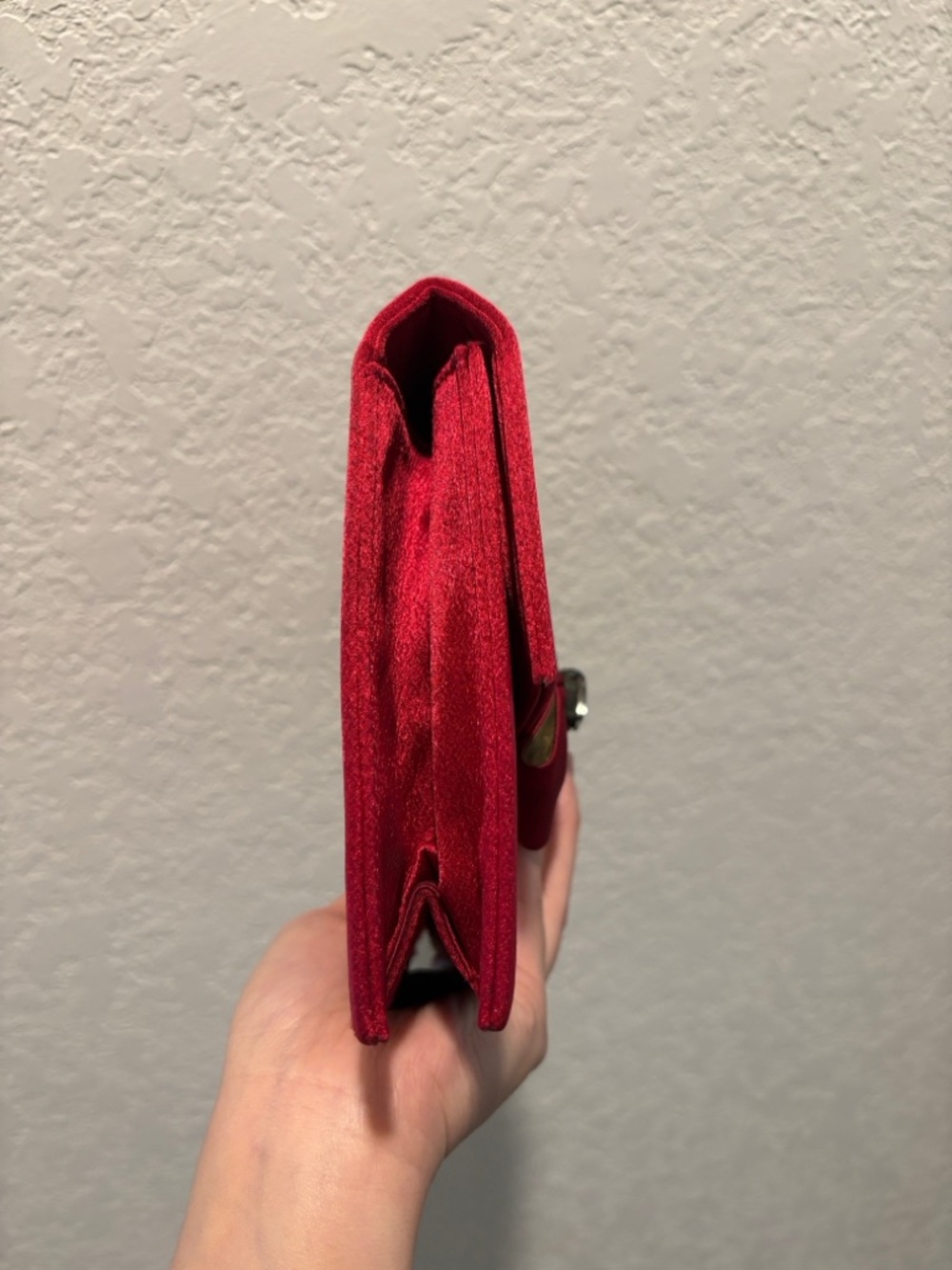 Yves Saint Laurent Red Satin
Bow Clutch with Crystal Accent - Picture 5 of 15